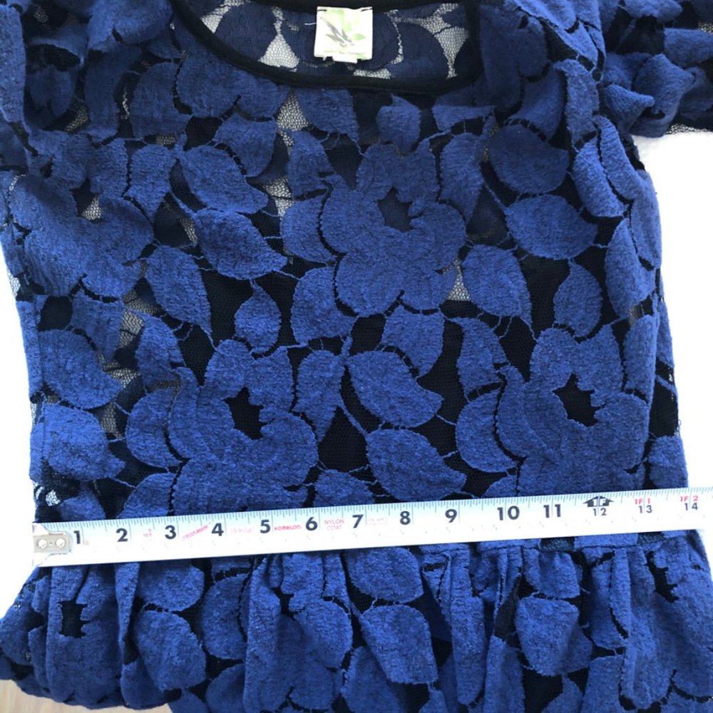 Sparrow, Blue Flocked Lace 2 piece Dress Small - Picture 7 of 8